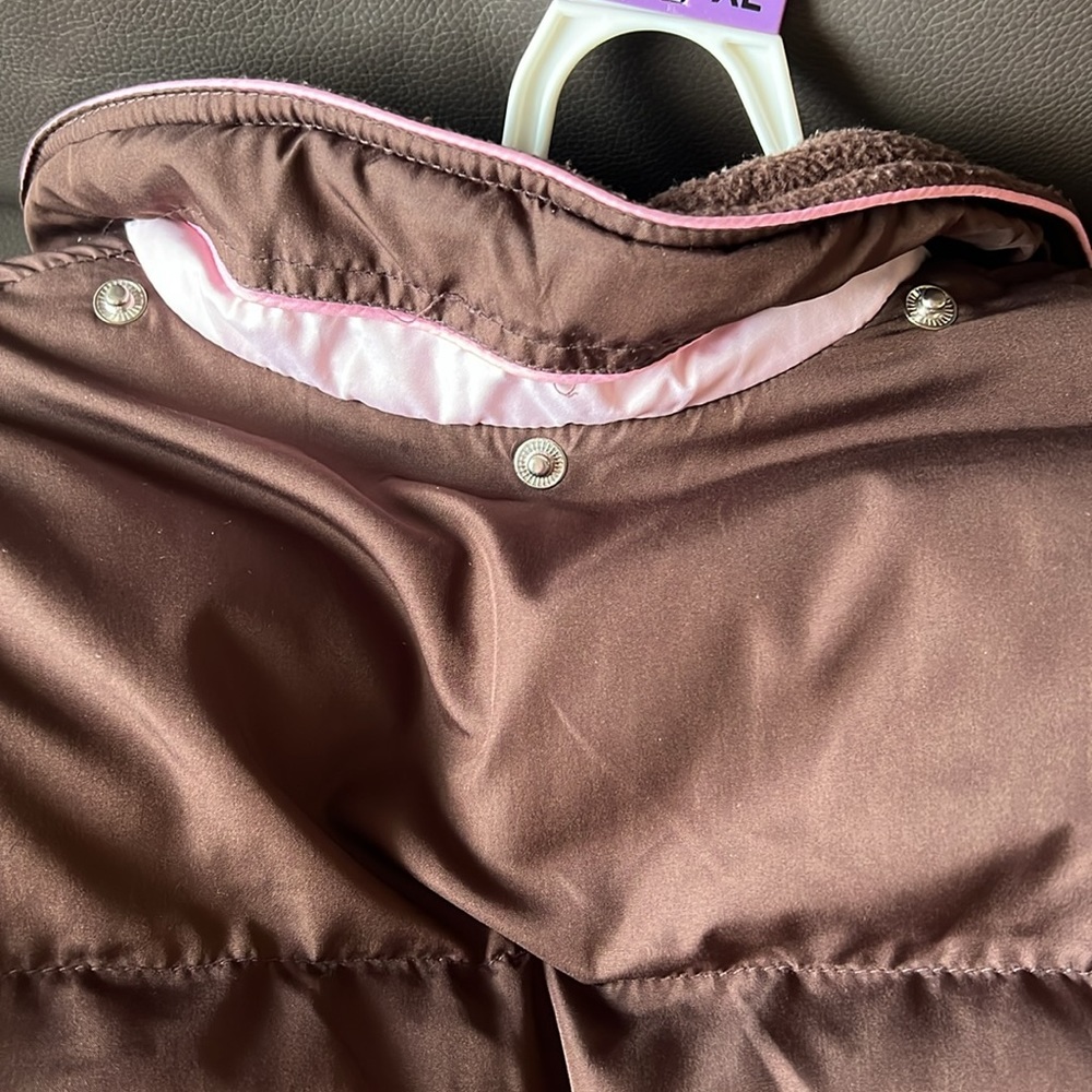Girls London Fog Winter Coat Size Large 14-16 Brown and Pink - Picture 5 of 13